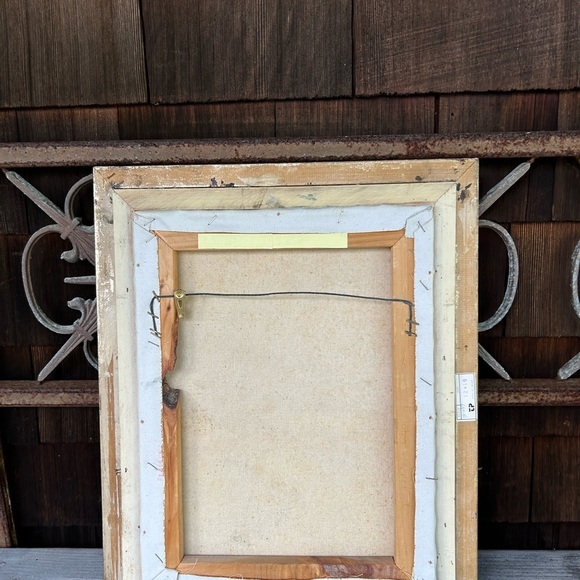 Serene Pastel Landscape Impressionist Oil Painting by Dubois with Bamboo Frame - Picture 6 of 7